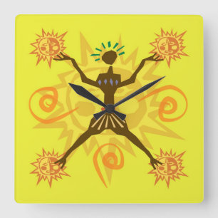Horloge Carrée Design africain