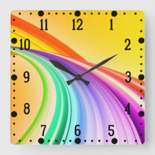 Horloge Carrée Design Arrière - plan Abstrait jaune orange