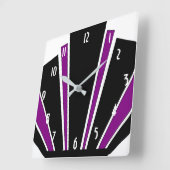 Horloge Carrée Design Art Déco violet (Angle)