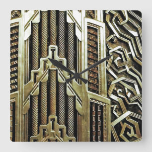 Horloge Carrée Design Art nouveau métallique, vintage, élégant, c