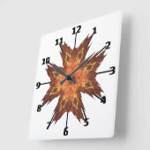 Horloge Carrée Design d'art fractal rouge orange du sud-ouest (Angle)
