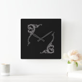 Horloge Carrée Design élégant Goth Swirl (Maison)