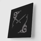 Horloge Carrée Design élégant Goth Swirl (Angle)