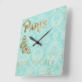 Horloge Carrée Design Gold vintage Paris (Angle)