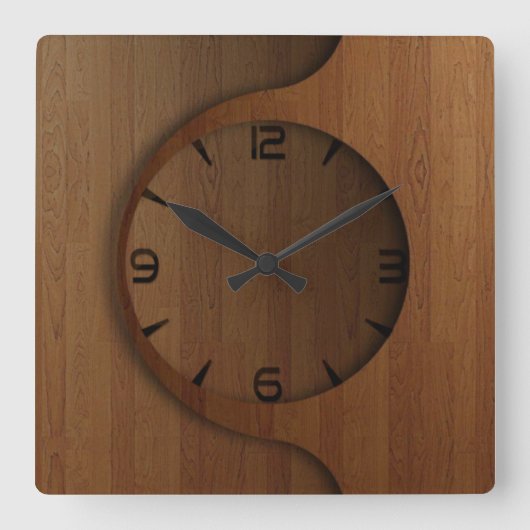 Horloge Carrée Design motif moderne en bois (Recto)