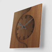 Horloge Carrée Design motif moderne en bois (Angle)