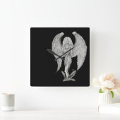 Horloge Carrée Design noir et blanc Angel (Maison)