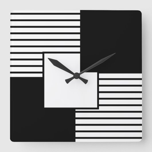 Horloge Carrée Design Rétro Noir Et Noir Et Blanc (Recto)