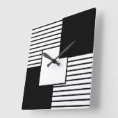 Horloge Carrée Design Rétro Noir Et Noir Et Blanc (Angle)