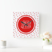 Horloge Carrée Design valentin de Red & White Circle (Maison)