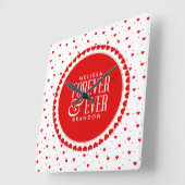 Horloge Carrée Design valentin de Red & White Circle (Angle)