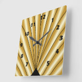 Horloge Carrée Dessin Art Déco doré (Angle)
