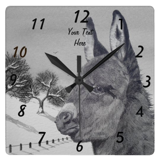 Horloge Carree Dessin Au Crayon Realiste De Paysage De Neige Zazzle Be