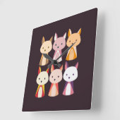 Horloge Carrée Dessin coloré Fox (Angle)