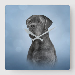 Horloge Carrée Dessin de Cane Corso - Mastiff italien