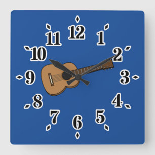 Horloge Carrée Dessin de guitare
