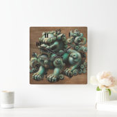Horloge Carrée Dessin de la calque de Jade Foo Dog (Maison)