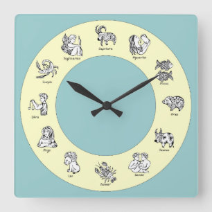 Horloge Carrée Dessin de symbole de bande dessinée du zodiaque