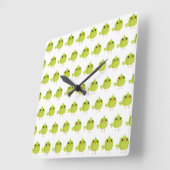 Horloge Carrée Dessin d'oiseau vert (Angle)