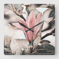 Dessin d'une branche de fleur de magnolia rose