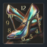 Horloge Carrée Dessin dur Pastel Iridescente Pompes à talon élevé<br><div class="desc">Dessin dur Pastel Iridescente Pompes à talon élevé</div>