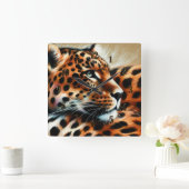 Horloge Carrée Dessin dur Pastel Leopard (Maison)