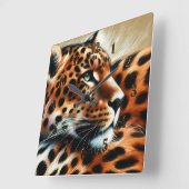 Horloge Carrée Dessin dur Pastel Leopard (Angle)