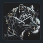 Horloge Carrée Dessin dur Pastel Léopard des neiges III<br><div class="desc">Dessin dur Pastel Léopard des neiges III</div>