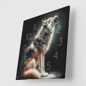 Horloge Carrée Dessin dur Pastel Wolf (Angle)