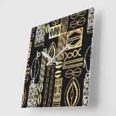 Horloge Carrée Dessin Mud Cloth (Angle)