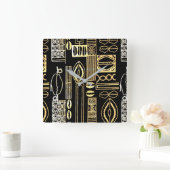Horloge Carrée Dessin Mud Cloth (Maison)
