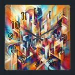 Horloge Carrée Dessin Pastel Conception abstraite complexe<br><div class="desc">Dessin Pastel Conception abstraite complexe</div>