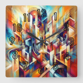 Horloge Carrée Dessin Pastel Conception abstraite complexe (Recto)