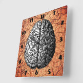 HORLOGE CARRÉE DESSIN VINTAGE DE CERVEAU (Angle)