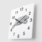 Horloge Carrée Dessin vintage Manate (Angle)