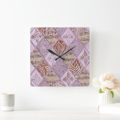 Horloge Carrée Dessins De Diamant En Rose (Maison)