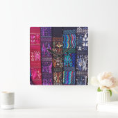 Horloge Carrée Dessins textiles guatémaltèques (Maison)