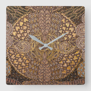 Horloge Carrée Détail de mosaïque jaune, Allemagne