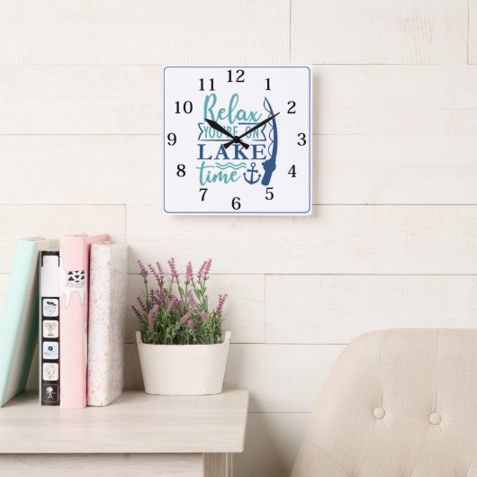 Horloge Carrée Détendez-vous au bord du lac (Salle de lecture)