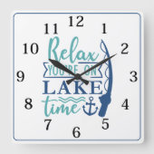 Horloge Carrée Détendez-vous au bord du lac (Recto)
