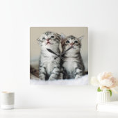 Horloge Carrée Deux chatons mignons (Maison)