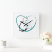 Horloge Carrée Deux chats s'étreignant (Maison)