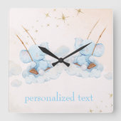 Horloge Carrée Deux éléphants prennent le vol (Recto)