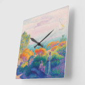 Horloge Carrée Deux femmes sur la côte, Méditerranée (Angle)