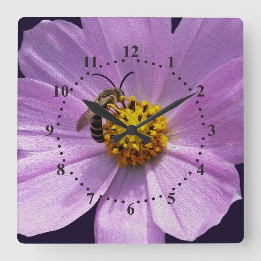 Horloge Carrée deux fleurs blanches (Recto)