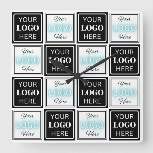 Horloge Carrée Deux Logos Événement Blanc Simple (Recto)