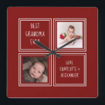 Horloge Carrée Deux Modèle rouge photo<br><div class="desc">Two Photo and Text Template ...  simply add your own photographis and text to this great wall clock ...  easy to personalize ...  customizable photo matriplate clock from Ricaso - perfect gift-ideas</div>