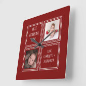 Horloge Carrée Deux Modèle rouge photo (Angle)