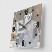 Horloge Carrée Deux petits lémuriens (Angle)