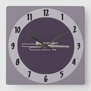 Horloge Carrée Deux Trombones